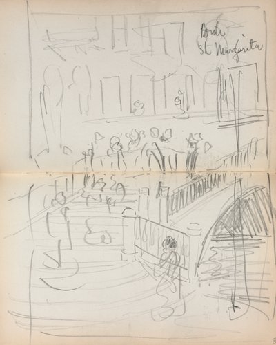 İtalyan Sketchbook: Bridge St. Margarita sayfa 67 & 68, 1898-1899. by Maurice Brazil Prendergast