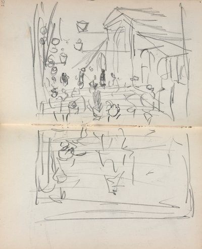İtalyan Eskiz Defteri: Figürlü Köprü sayfa 209 ve 210, 1898-1899. by Maurice Brazil Prendergast