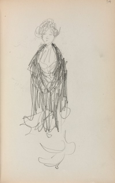İtalyan Eskiz Defteri: Şallı Ayakta Kadın sayfa 54, 1898-1899. by Maurice Brazil Prendergast