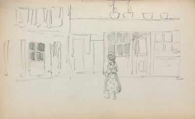 İtalyan Eskiz Defteri: Bir Kızla Sokak Manzarası sayfa 159, 1898-1899. by Maurice Brazil Prendergast