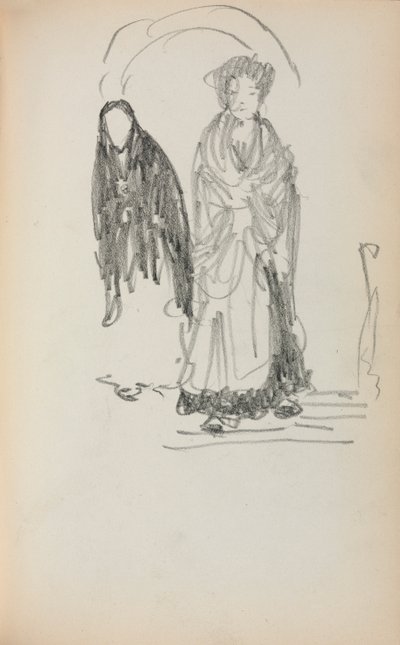 İtalyan Eskiz Defteri: İki Daimi Kadın sayfa 123, 1898-1899. by Maurice Brazil Prendergast