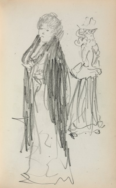 İtalyan Eskiz Defteri: İki Daimi Kadın sayfa 129, 1898-1899. by Maurice Brazil Prendergast