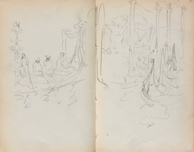 İtalyan Eskiz Defteri: Venedik Limanı Görünümü sayfa 31 ve 32, 1898-1899. by Maurice Brazil Prendergast