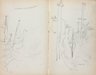 İtalyan Eskiz Defteri: Venedik Limanı Görünümü sayfa 33 ve 34, 1898-1899. by Maurice Brazil Prendergast