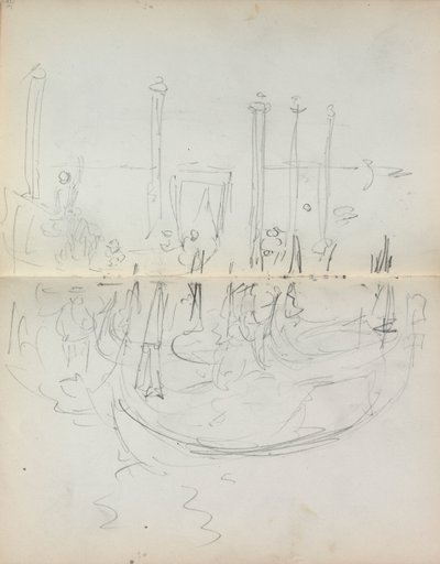 İtalyan Eskiz Defteri: Venedik Limanı Görünümü sayfa 37 ve 38, 1898-1899. by Maurice Brazil Prendergast