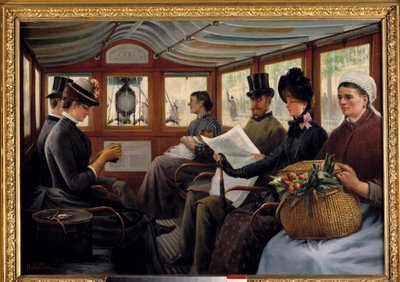 Otobüste Yolcular bir otobüse yerleşir. Maurice Delondre'nin tablosu (19. yüzyıl) 1890 Güneş. 0,66x0,94 m Paris, Musee Carnavalet by Maurice Delondre