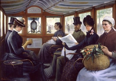 Paris'te bir otobüste yolcular by Maurice Delondre