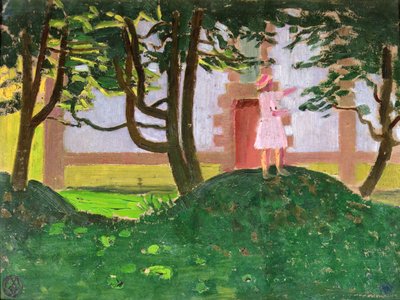 Şapelin önünde bir yığın yaprak by Maurice Denis