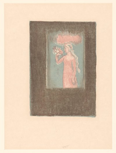 Pencerenin önünde çiçekli genç kız by Maurice Denis