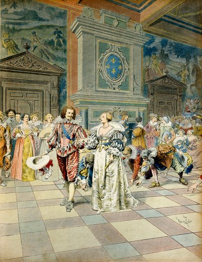 Fransa Tarihi: Fransa sarayında Buckingham Dükü (1592-1628) George Villiers, saraylıların ayak izlerinin altına incilerini ekti. Maurice Leloir