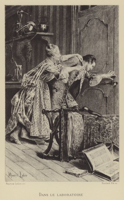 Laboratuvarda (gravür) by Maurice Leloir