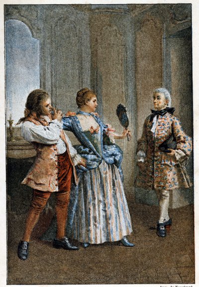 Le Miroir - Fransız yazar Abbe Prevost (1697-1763) tarafından “Manon Lescaut ve Chevalier Des Grieux Tarihinde”. Maurice Leloir