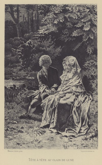 Ay ışığında baş başa (gravür) by Maurice Leloir