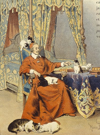 Kardinal, özellikle sevdiği kedileriyle oynuyor - Maurice Leloir