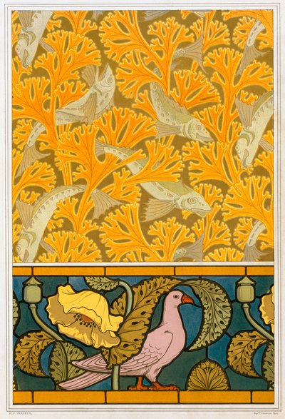 Duvar kağıdı ve vitray, pub için tasarımlar. 1897. by Maurice Pillard Verneuil