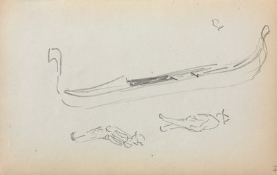 İtalyan Eskiz Defteri: Gondol ve İki Gondolcu (sayfa 14) by Maurice Prendergast