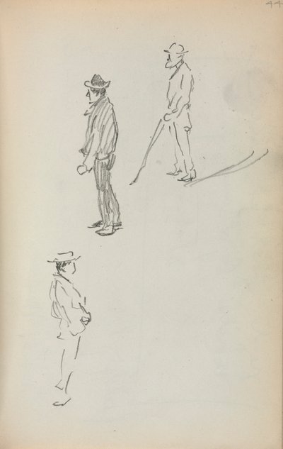 İtalyan Eskiz Defteri: Ayakta Duran Üç Adam (sayfa 44) by Maurice Prendergast
