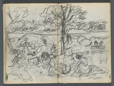 Eskiz defteri, The Dells, N° 127, sayfa 116 ve 117: Manzara İçinde Figür by Maurice Prendergast
