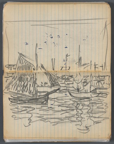 Eskiz defteri, sayfa 056 57: Yelkenlilerin Görünümü by Maurice Prendergast