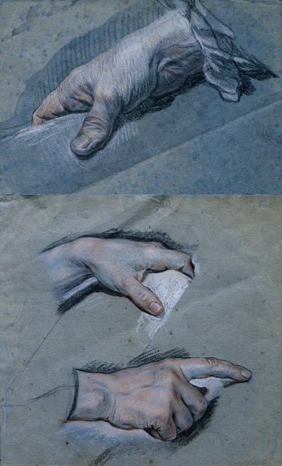 Bir Adamın Ellerinin İncelenmesi (kağıt üzerinde pastel) by Maurice Quentin de La Tour