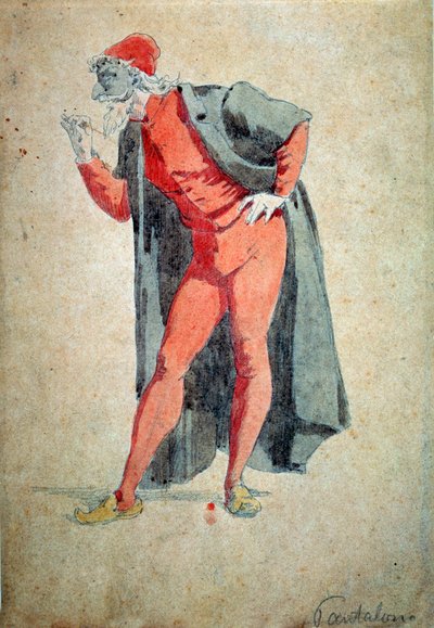 Kostüm ve tiyatro karakteri: Pantalone (Pantolon, doktor) “” Masks and jesters”tan (İtalyan komedisi veya Commedia dell