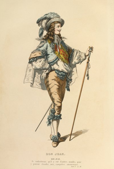 Don Juan rolü için kostüm, yaklaşık 1868 (gravür) by Maurice Sand