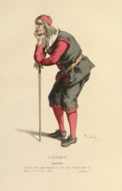 Harpagon rolü için kostüm, yaklaşık 1868 (gravür) by Maurice Sand