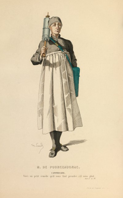 Eczacı rolü için kostüm, 1868 civarı (gravür) by Maurice Sand