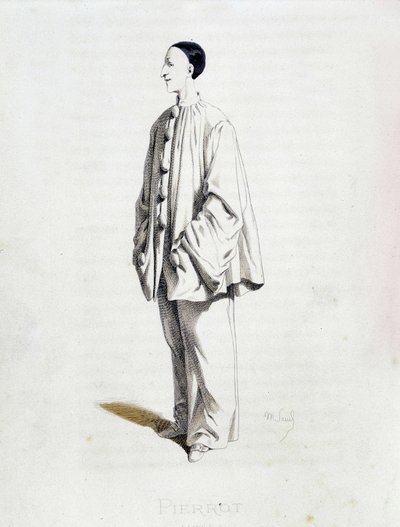 “”Masques et bouffons”tan (İtalyan komedisi) Pierrot, metin ve çizimler Maurice Sand, gravürler A. Manceau, önsöz Georges Sand, Paris, Michel Lévy Frères by Maurice Sand
