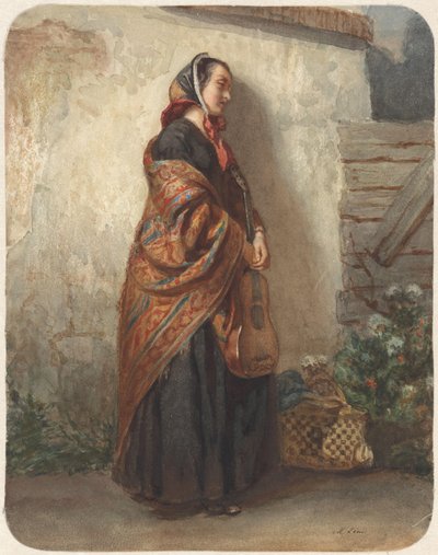 gitar ile duran kadın by Maurits Leon