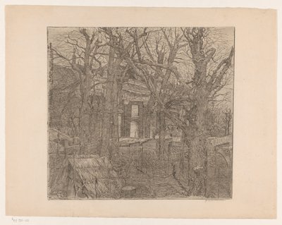 Amsterdam'da bir evin bahçesindeki ağaçlar (orijinal başlık) by Maurits van der Valk (signed by artist)