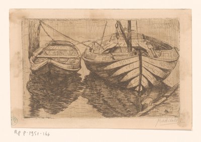 Kürekli tekne ve yelkenli tekne by Maurits van der Valk (signed by artist)