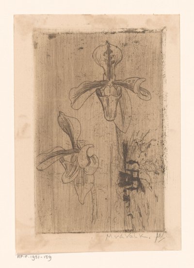 Sahilde iki orkide ve bir araba by Maurits van der Valk (signed by artist)