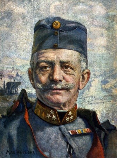 Avusturya-Macaristan Ordusu mareşali Conrad von Hotzendorf'un (1852-1925) portresi” (çizim) by Max Antlers