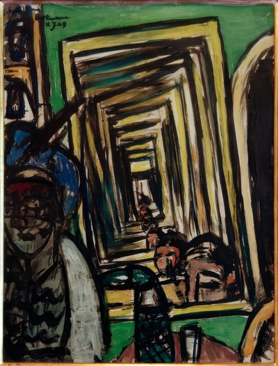 Oyun aynası ile kafe iç by Max Beckmann