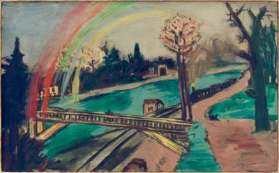 Gökkuşağı ile demiryolu manzara by Max Beckmann