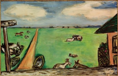 İnekler ile yeşil çayır by Max Beckmann