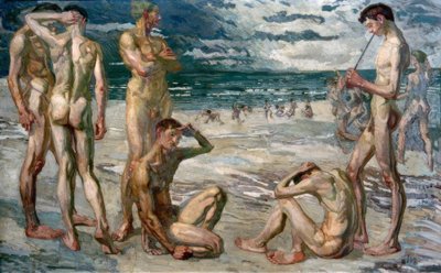 Deniz kenarında genç erkekler by Max Beckmann