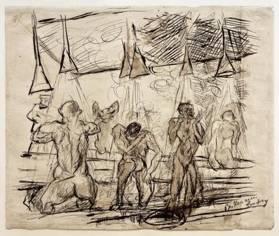 Askerler banyo - askerler duş by Max Beckmann
