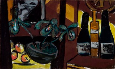 Kahverengi ve Sarı Üzerine Natürmort (Şampanya Şişeleri ve Orkideler) by Max Beckmann