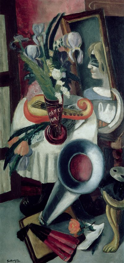 Natürmort ile gramofon ve süsen by Max Beckmann