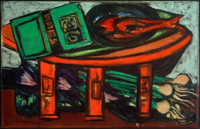 Yeşil kitap ve turp ile natürmort by Max Beckmann