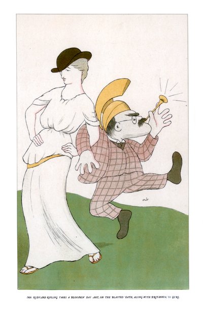 Bay Rudyard Kipling, patlamış yemekte bir çiçek açıyor... 1904. by Henry Maximilian Beerbohm
