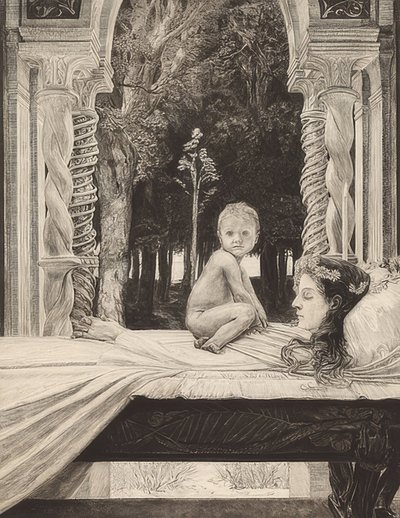 Ölü anne. 1889 by Max Klinger