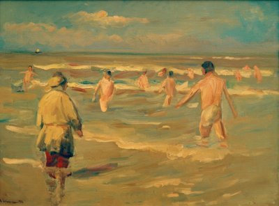 banyo yapan çocuk by Max Liebermann