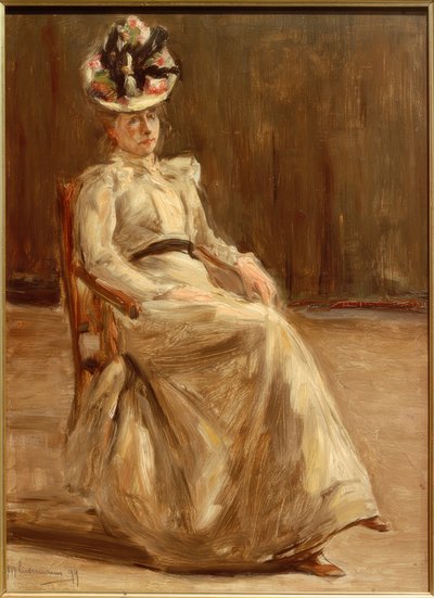 Tam figürlü oturan bir bayanın portresi by Max Liebermann
