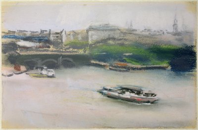 Lombardsbrucke ile Binnenalster, Hamburg, 1910 (kağıt üzerinde pastel) by Max Liebermann