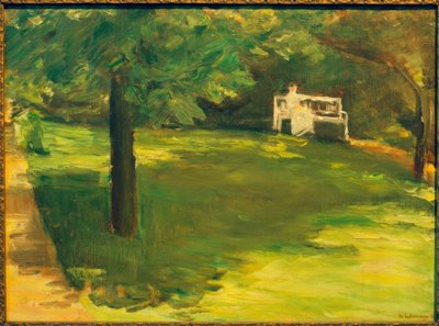 Wannsee bahçesinde kestane ağacının altındaki bahçe bankı by Max Liebermann