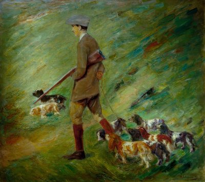 Kum tepelerindeki avcılar - köpekli eğitmenler by Max Liebermann