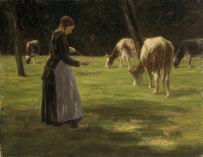 Kuhhirtin. 1890-192 by Max Liebermann